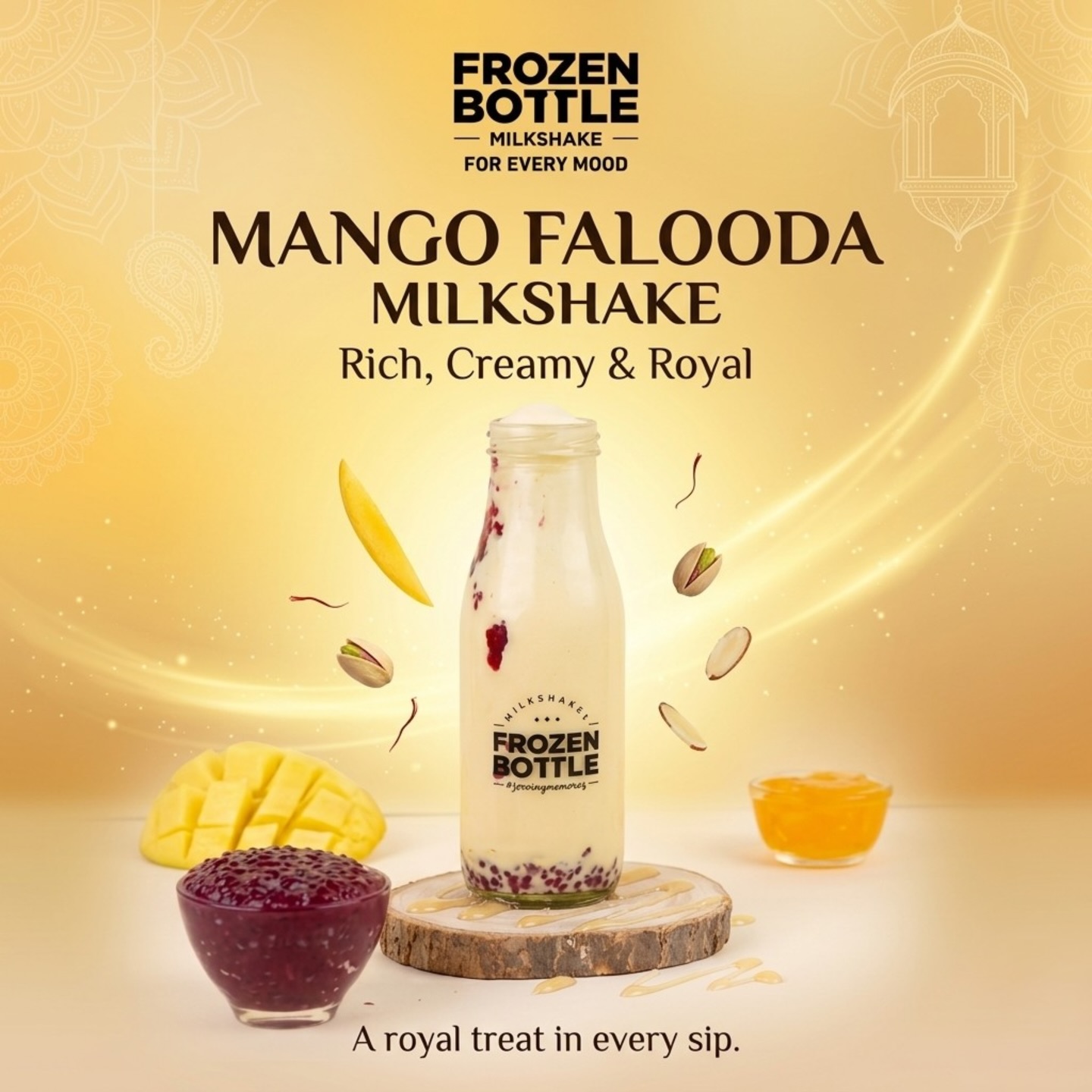 Mango Falooda Milkshake creative for Frozen Bottle